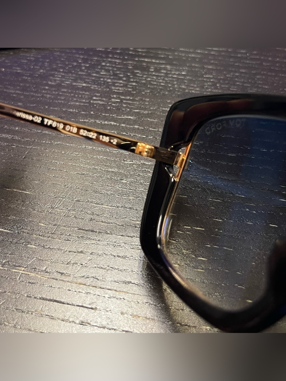 Tom Ford Black and Gold Thick-Frame Eyeglasses - Picture 3 of 4